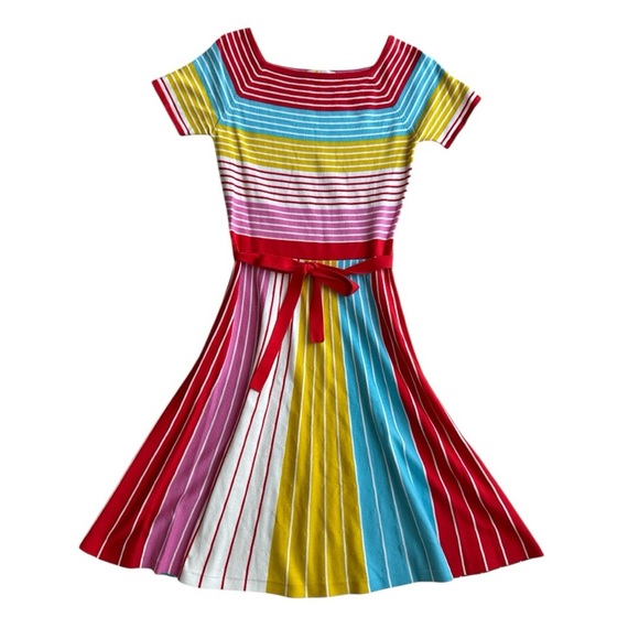 Boden Aida Stripe Square Neck Midi Dress Size 4R - Picture 1 of 3